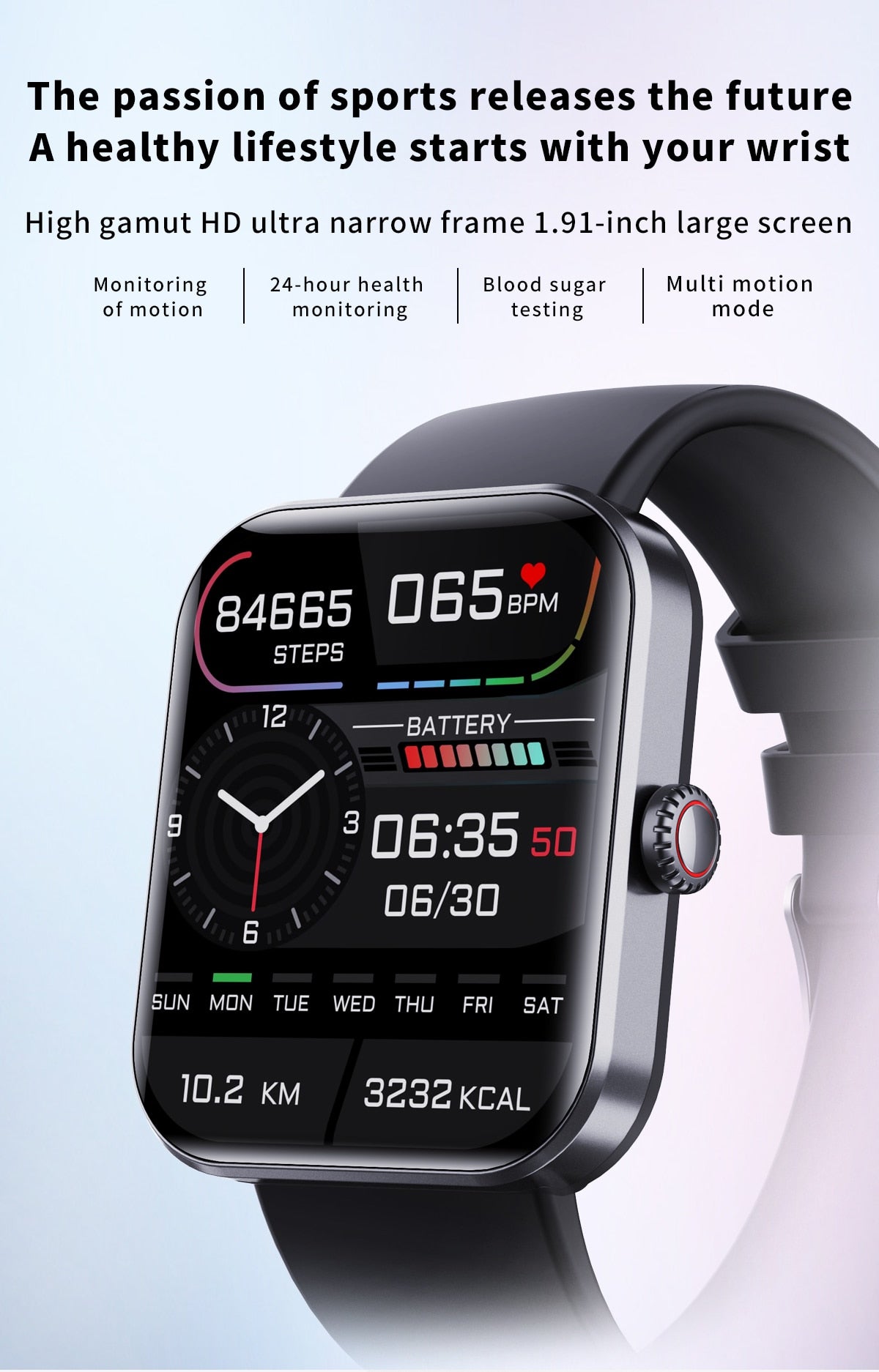 Smart Watch Blood Glucose, Body Temperature, Heart Rate