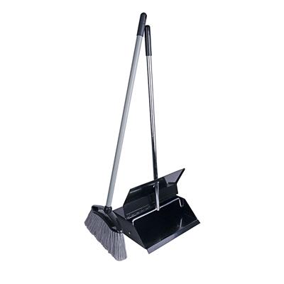 Black Powder Coated Lobby Dustpan & Brush .