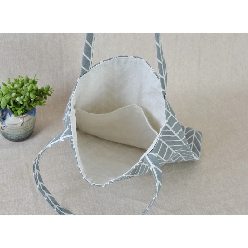 Shopper Bag Plaid Linen Cotton Canvas