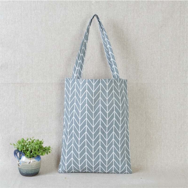 Shopper Bag Plaid Linen Cotton Canvas