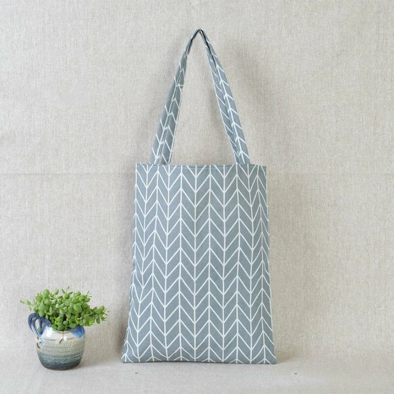 Shopper Bag Plaid Linen Cotton Canvas